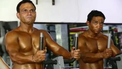 Body Builder Exercising in the Gym Stock Footage