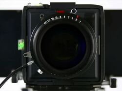 HD Large-format camera front view Stock Footage