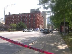 Crime Tape With Chicago Police Behind It Stock Footage