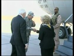 WRAP US Vice-President Cheney arrives in Baghdad, explosions News Clip