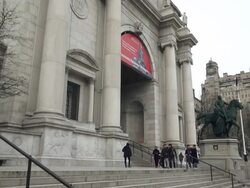 A tilt down from the top of the American Museum of Natural History in Manhattan. Stock Footage