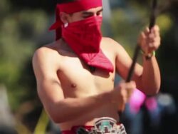 Aztec dancers protest in Los Angeles Stock Footage