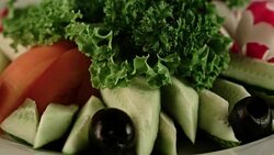 Plate wiith vegetarian snacks Stock Footage