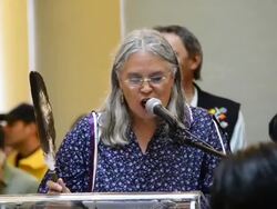 Six Nations of the Grand River Leader Speaks During Pan Am Games 2015 Fire Welcoming Ceremony... Stock Footage