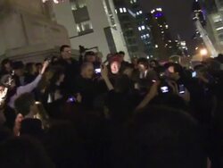 Pete Seeger's Mic Check in Columbus Circle Stock Footage