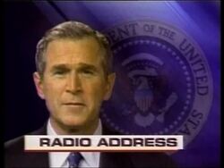 Bush defends Iraq decisions in weekly radio address News Clip