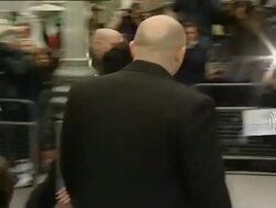 2008 MS PAN Amy Winehouse being escorted into police station to face assault charges on April 25, 2008 / London, England/ AUDIO Stock Footage