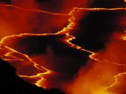 MS Molten rock cools and forms plates on surface of a lava lake / Goma, Virunga National Park, Democratic Republic of the Congo Stock Footage