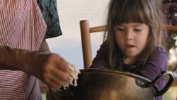 Cooking With Grandma-Beautiful Little Girl Learns How To Make Cookies  in The Bright-lit Vintage Kitchen Stock Footage