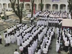 School Yard of Le Hong Phong High School  Stock Footage