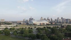 Timelapse of Midtown Detroit, Ford Field, Comerica Park As Sun Sets Stock Footage