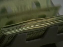 Close Up pan-right - A cash machine counts twenty-dollar bills. / Washington, DC, USA Stock Footage
