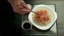 oriental shrimps with rice Stock Footage