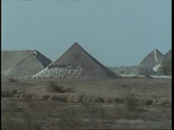 WA pyramids of salt in desert, Gujarat, India Stock Footage