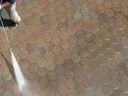 Environment: Water Blasting Pollution off Street Stock Footage