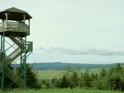 An observatory with a meadow in background Stock Footage