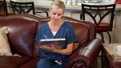 Home healthcare nurse talking with patient. Consultation. Stock Footage