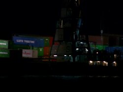 MS Shot of container ships at night / Los Angeles, California, United States Stock Footage