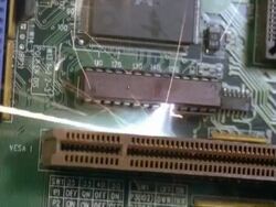 Circuit Board - CU top shot, burns out Stock Footage