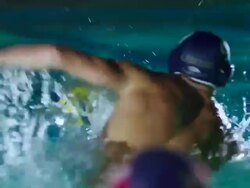 MS SLO MO View of waterpolo game / Riverside, California, United States Stock Footage