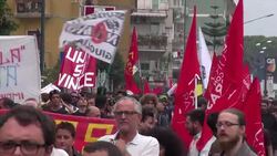 CLEAN : Anti austerity demonstrators clash with police in Naples News Clip