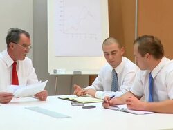 HD DOLLY: Business  Interview Stock Footage
