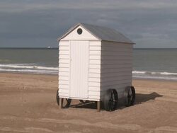 MS Beach hut / Ostend, Flanders, Belgium Stock Footage