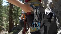 Details of rock climbing equipment. Stock Footage