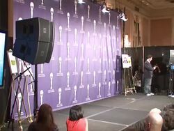 23rd Annual Rock and Roll Hall of Fame Induction Ceremony press room Stock Footage