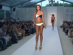 Models walk the runway during the Poko Pano swimwear 2012 show Stock Footage