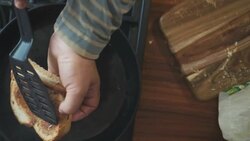 Preaparing and Roasting Bacon Sandwich Stock Footage