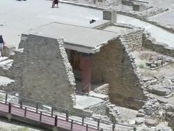 MS AERIAL Shot of tourist near Knossos / Heraklion, Crete, Greece Stock Footage
