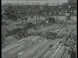 Steel stockyard, UK 1939 Stock Footage