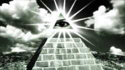 pyramid with an eye on the tip, a dollar sign Stock Footage