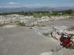 Tyrins, the central court with the Royal megaron, in the acropolis Stock Footage