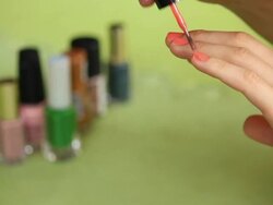HD: Woman Painting fingernail Stock Footage