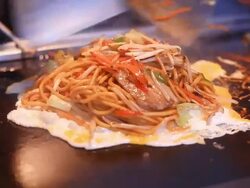 HD:Chef cooking Japanese Fried Noodle "YAKISOBA". Stock Footage