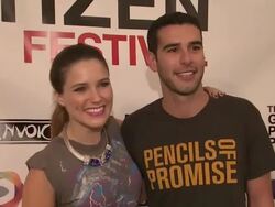 Sophia Bush and Adam Braun at Global Citizen Festival In Central Park To End Extreme Poverty Stock Footage