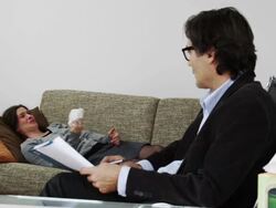 Woman at psychiatrist Stock Footage