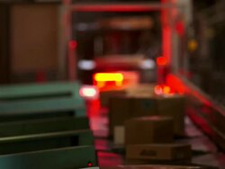 Parcel Scanner Station in Distribution Center Stock Footage