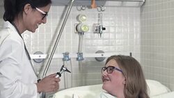 Female Doctor Examining Girl's Ear With Otoscope Stock Footage