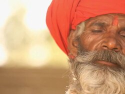 Sage meditating, Faridabad, Haryana, India Stock Footage
