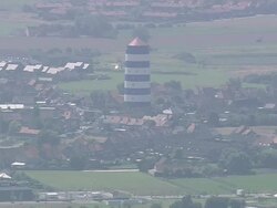 WS AERIAL ZI ZO PAN View of people enjoying at beach and ferry leaving ostende / Flanders, Belgium Stock Footage