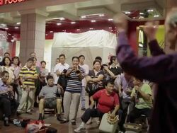 MS People singing in Nanjing Dong Road AUDIO / Shanghai,  China Stock Footage