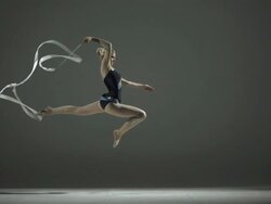 HD Super Slow-Mo: Rhythmic Gymnastics Action With A Ribbon Stock Footage