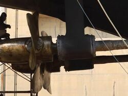 Warship repaired in dock Stock Footage