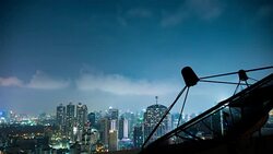 Night Sky and Satellite Dish Time Lapse with City light background Stock Footage