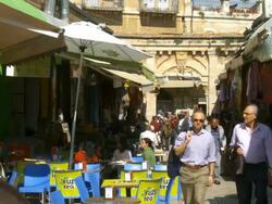 MS Shot of Tourists walking in old city / Jerusalem, Judea, Israel Stock Footage