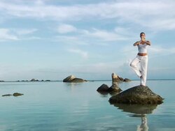 Yoga at the beach (HD 1080) Stock Footage
