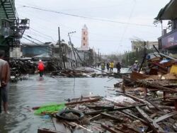 Typhoon Haiyan Storm Surge Destruction And Survivors In Tacloban City Stock Footage